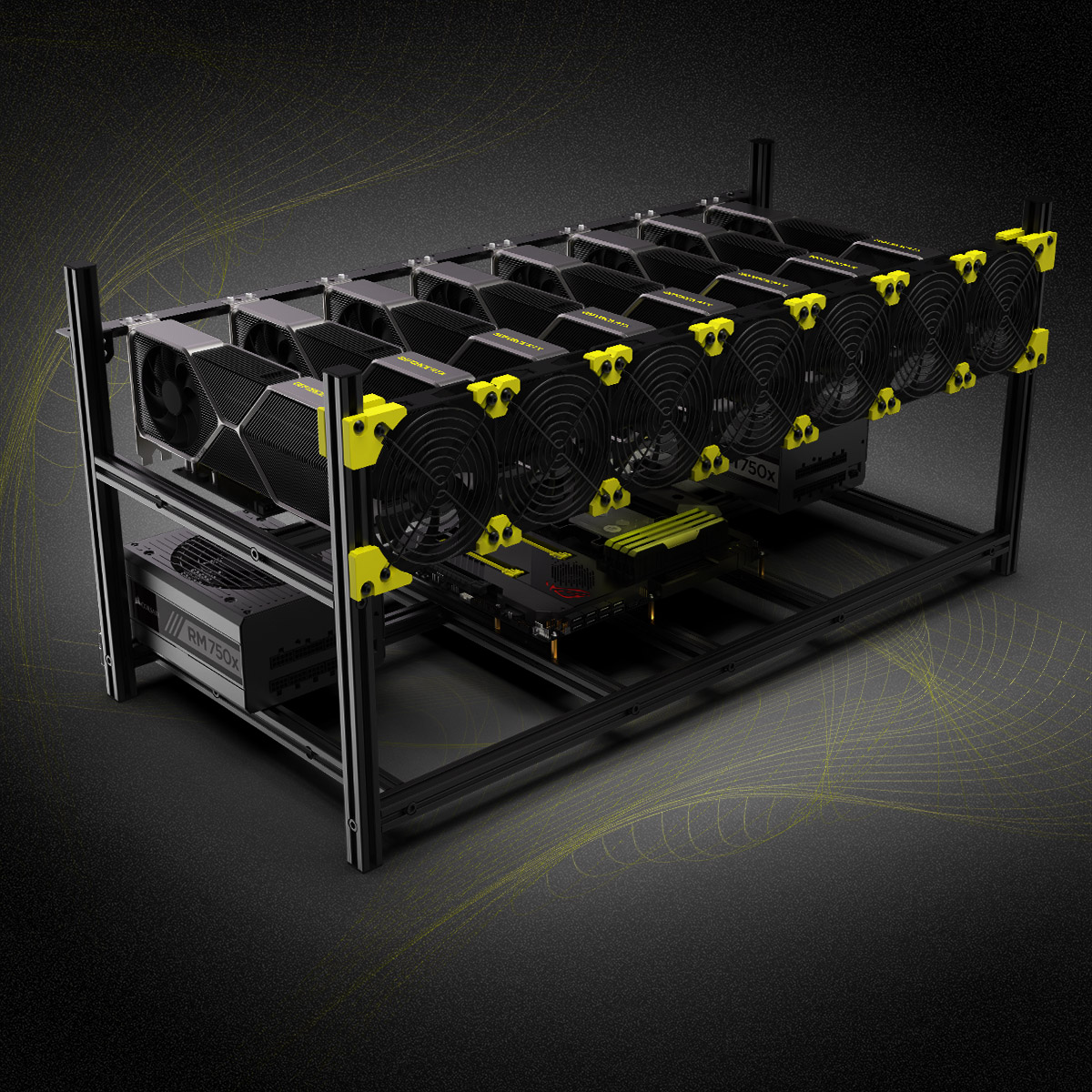 8 GPU Graphics Card Aluminum   - đánh giá và giá Gpu Mining Rig Frame 8 Gpu