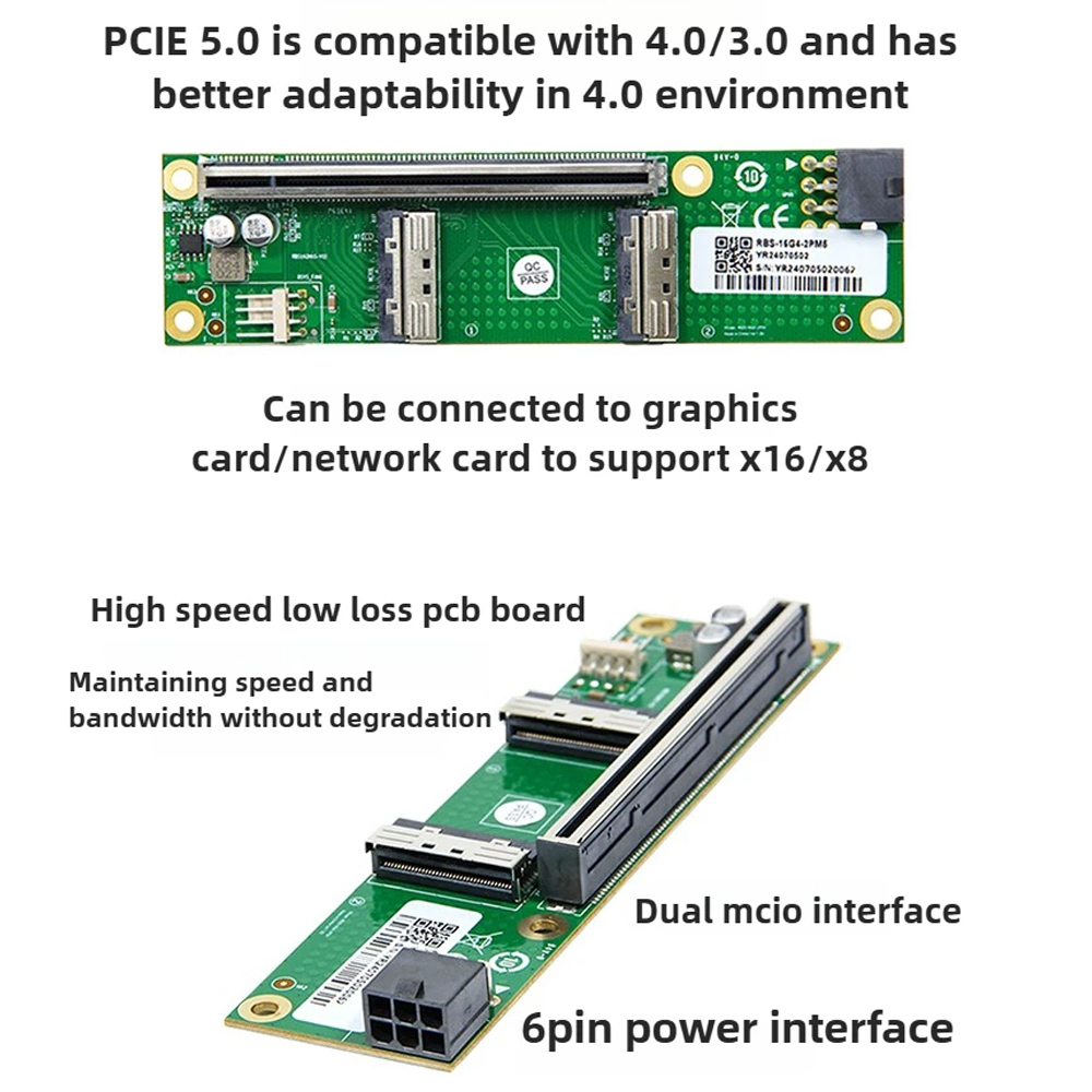 ADT-Link PCIe 5.0 X16 To MCIO  - đánh giá và giá Pcie 5.0 Gpu Riser Cable